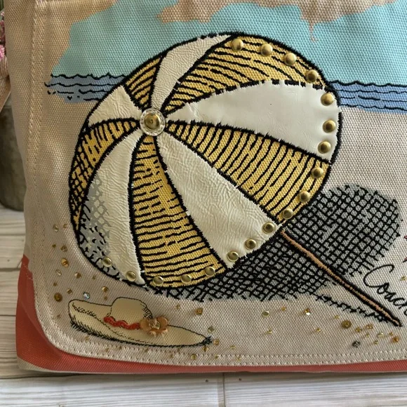 Coach canvas beach umbrella tote - Picture 3 of 16